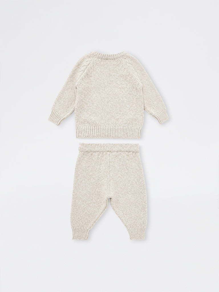 HOP Baby Boys Grey Animal Design Knitted Sweater and Pants Set