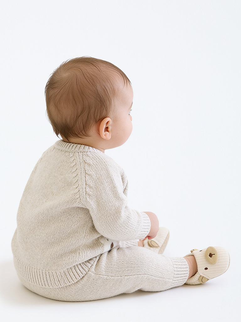 HOP Baby Boys Grey Animal Design Knitted Sweater and Pants Set