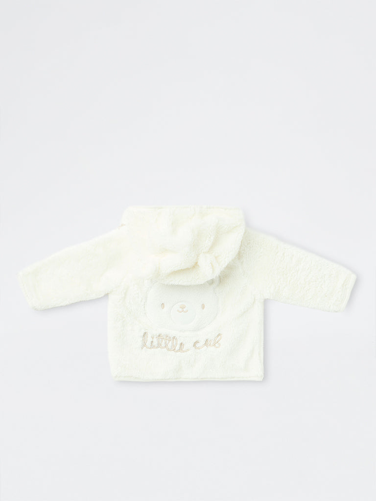 HOP Baby Boys Off-White Fuzzy-Textured Hooded Jacket
