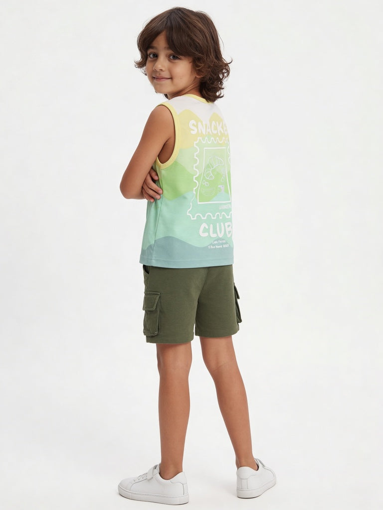 HOP Kids Boys Multi-Colored Striped Cotton T-Shirt