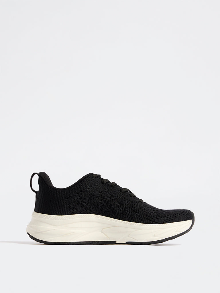 SOLEPLAY Black Knit-Textured Jogger Shoes