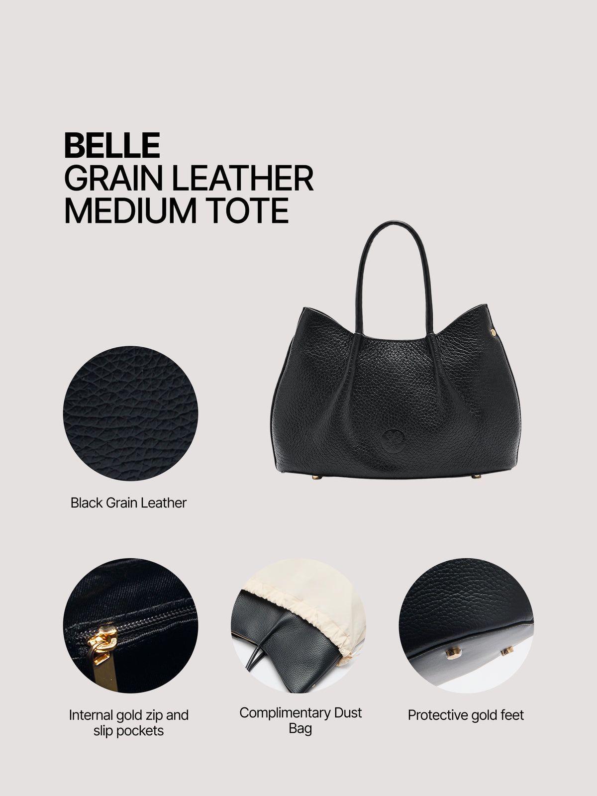 Pome Luxe Belle Grain Leather Medium Tote