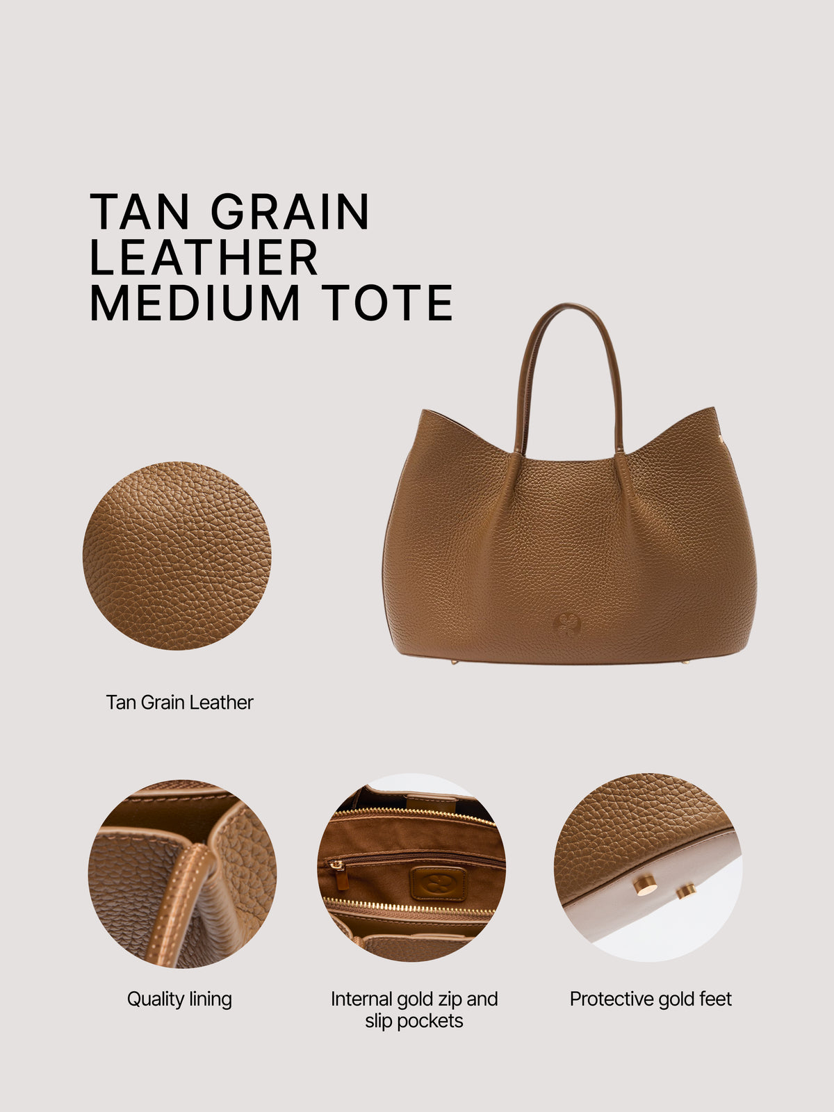 Belle Grain Leather Medium Tote