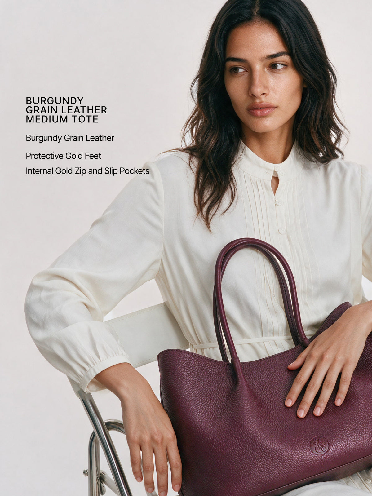 Belle Grain Leather Medium Tote