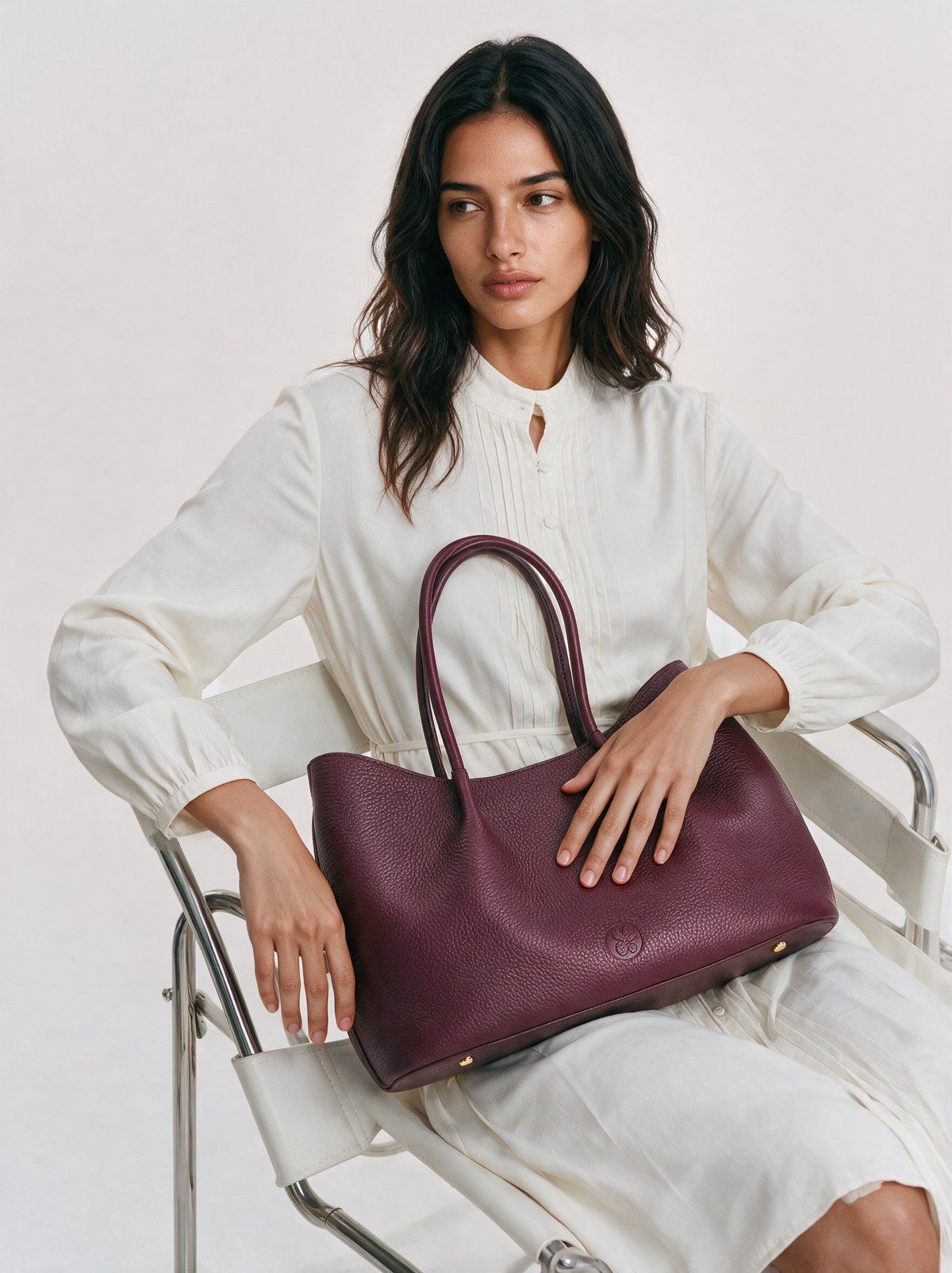 Belle Grain Leather Medium Tote