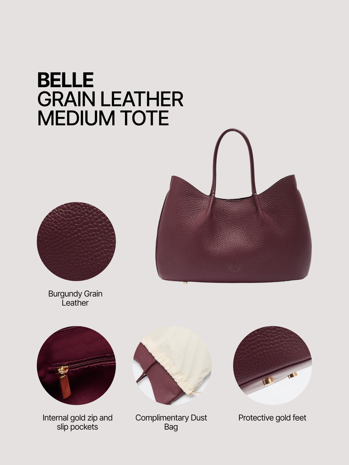 Pome Luxe Belle Grain Leather Medium Tote