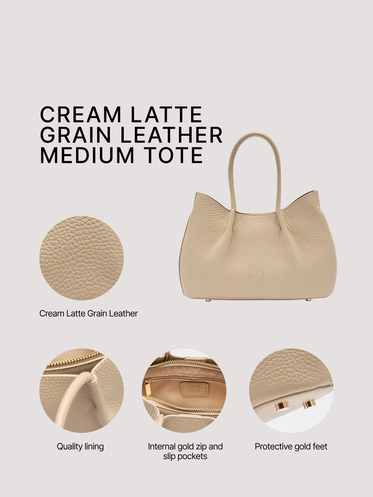 Belle Grain Leather Medium Tote