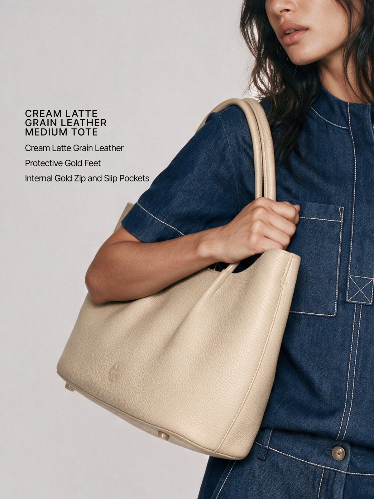 Belle Grain Leather Medium Tote