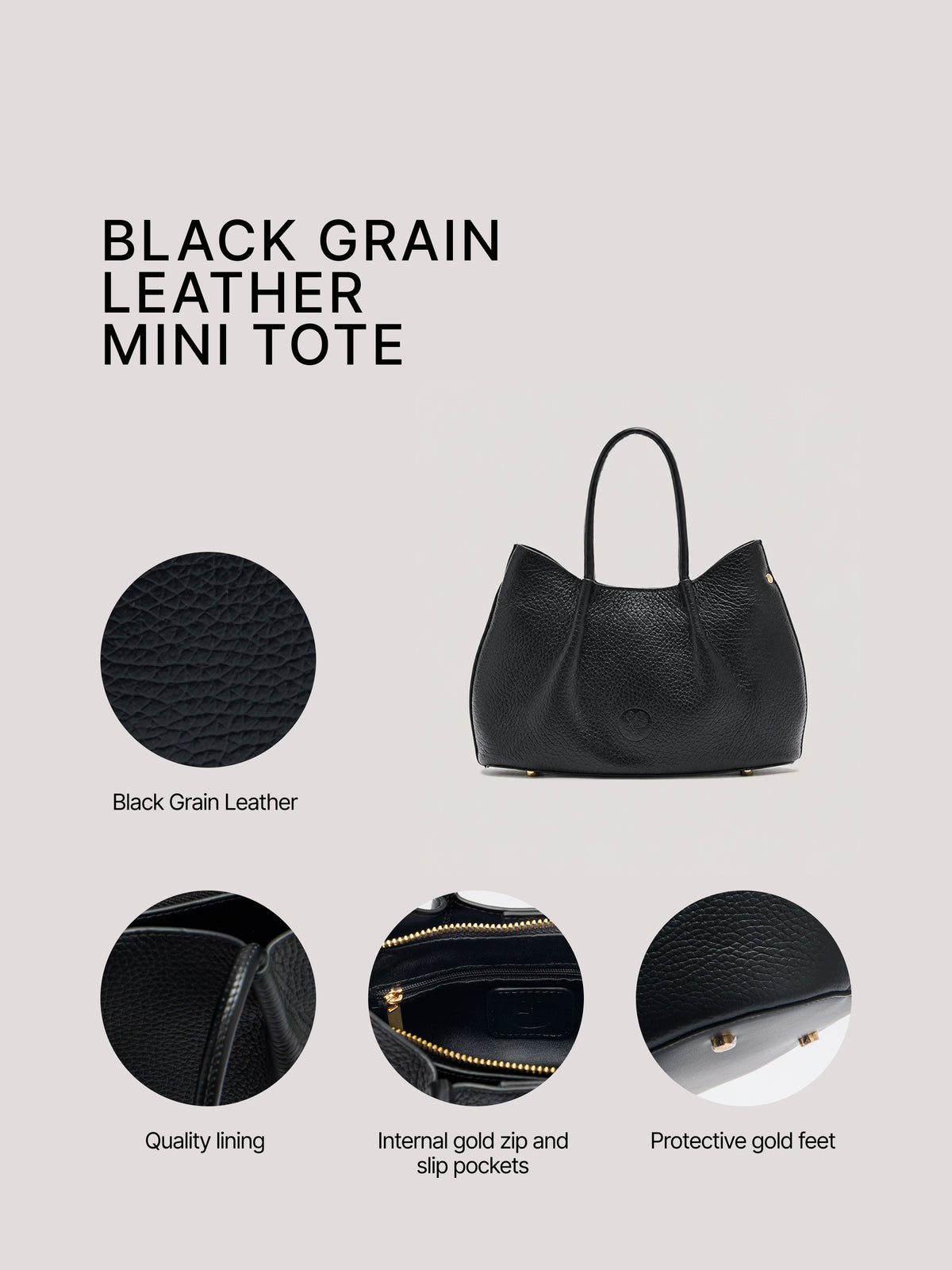 Belle Grain Leather Mini Tote