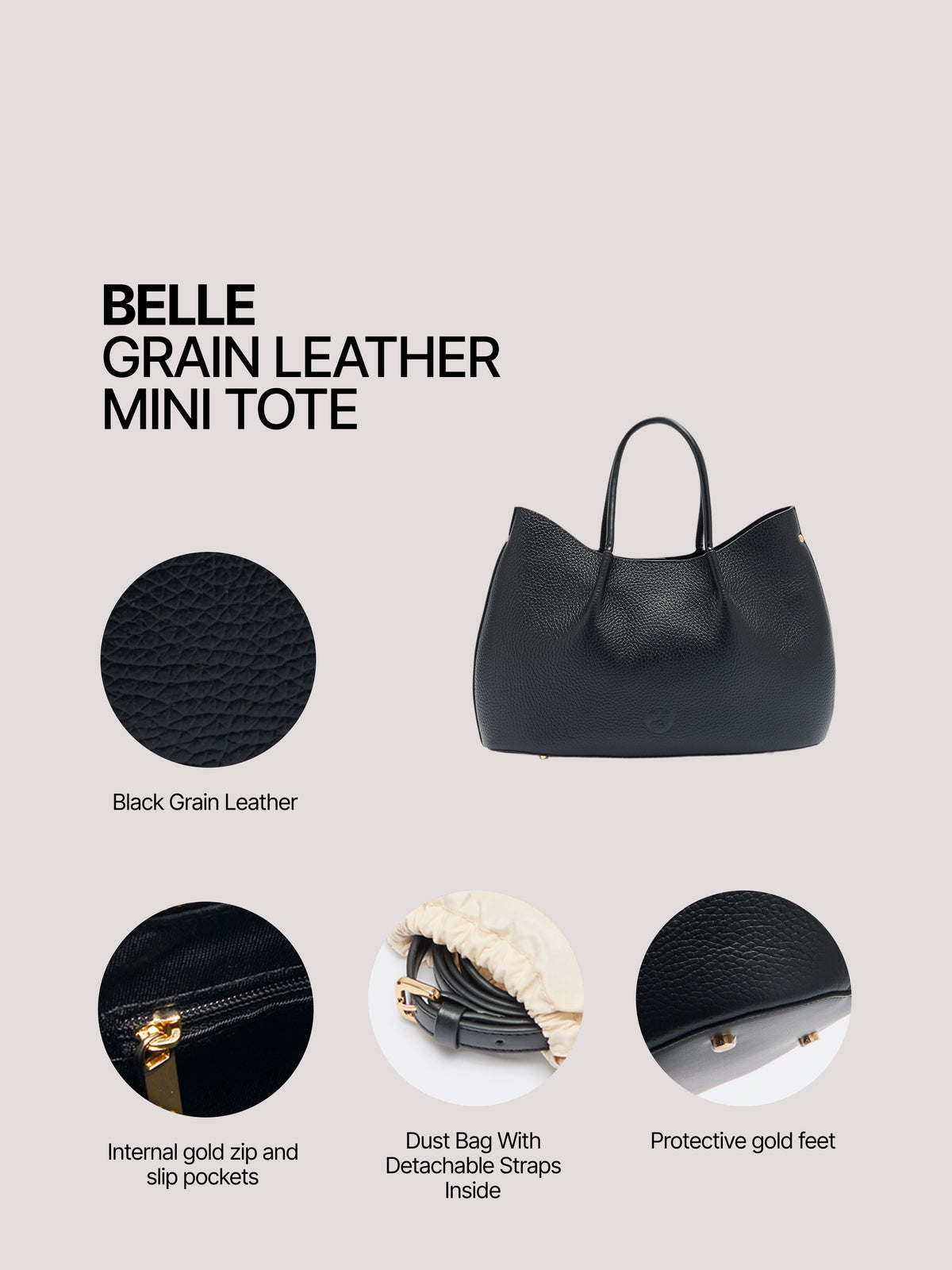 Pome Luxe Belle Grain Leather Mini Tote