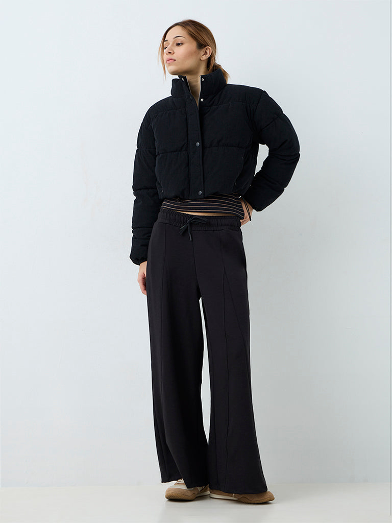 Nuoflexx Black Corduroy Puffer Jacket