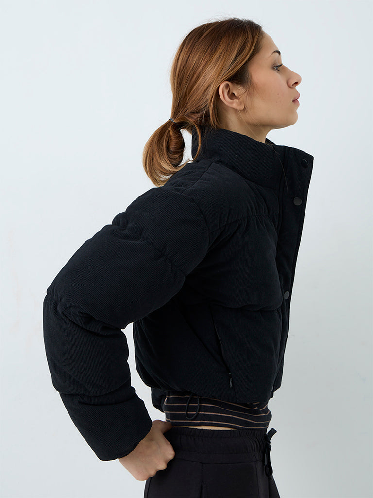 Nuoflexx Black Corduroy Puffer Jacket