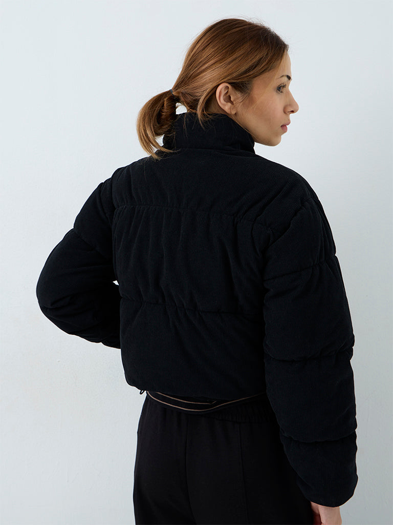 Nuoflexx Black Corduroy Puffer Jacket