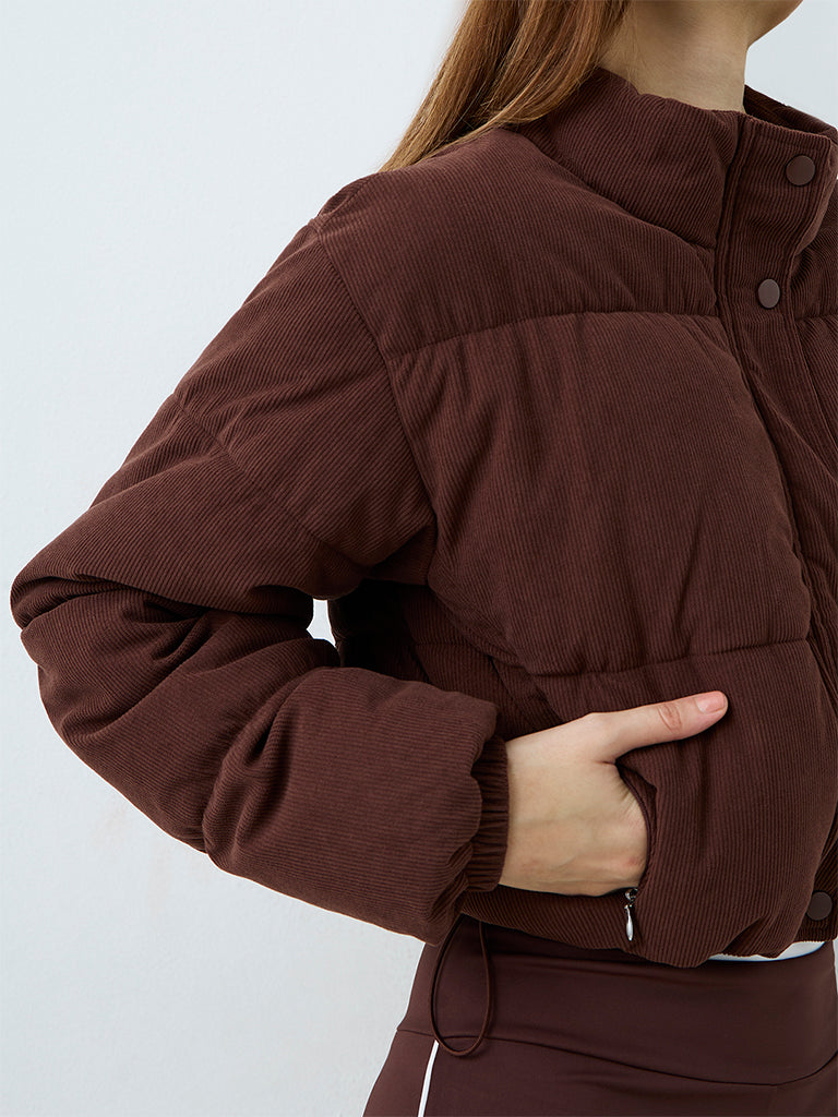 Nuoflexx Dark Brown Corduroy Puffer Jacket