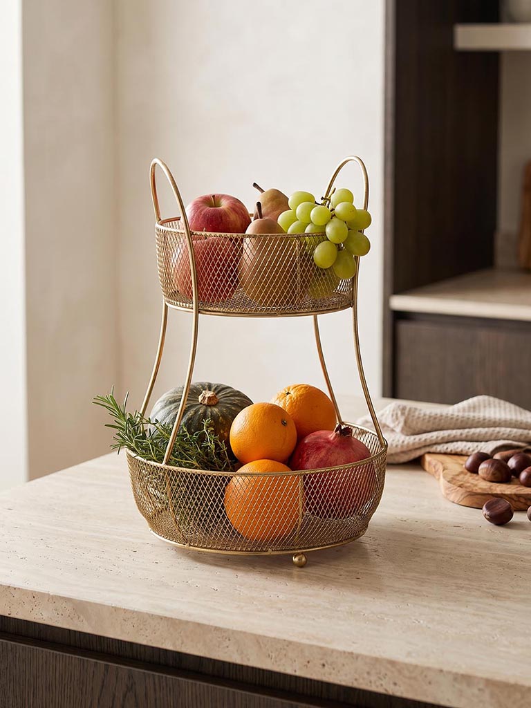 Westside Home Gold Wired Two-Tier Storage Basket