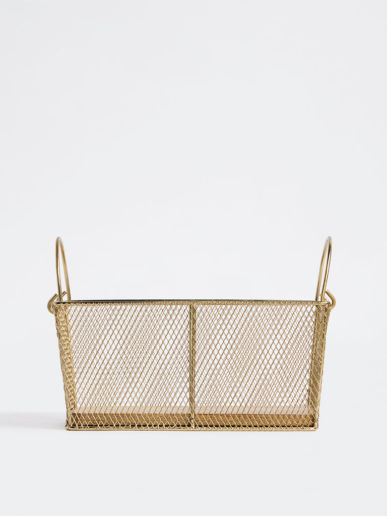 Westside Home Gold Wired Rectangular Fruit Storage Basket