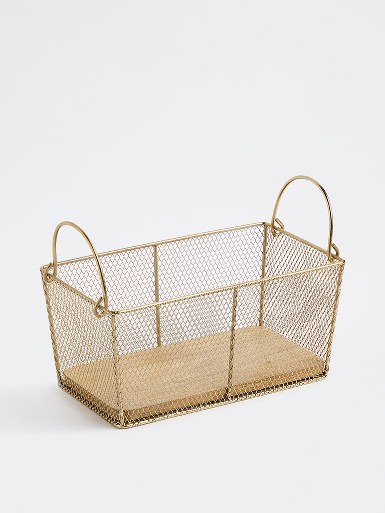 Westside Home Gold Wired Rectangular Fruit Storage Basket
