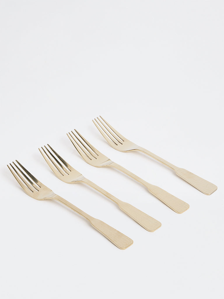 Westside Home Gold Hammered-Textured Forks - Set of 4