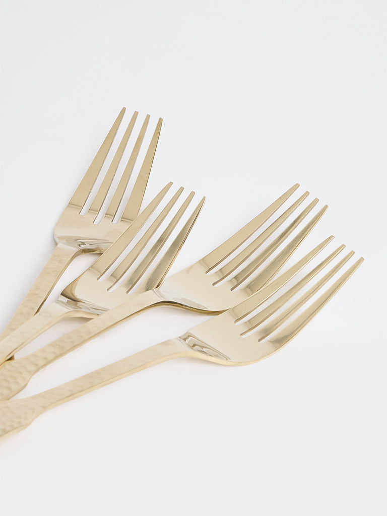 Westside Home Gold Hammered-Textured Forks - Set of 4
