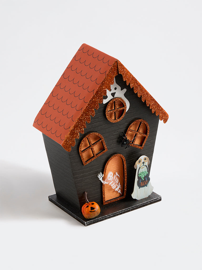 Westside Home Black Haunted House Light-Up Halloween Decorative Object