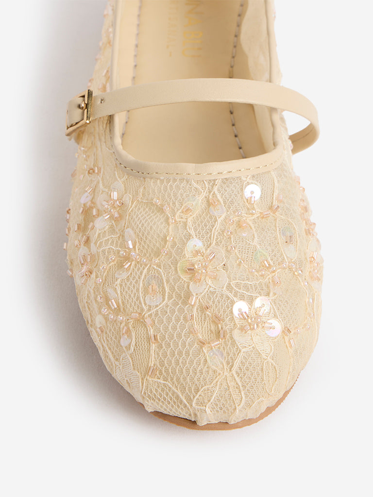 LUNA BLU Cream Lace Mary Jane Shoes