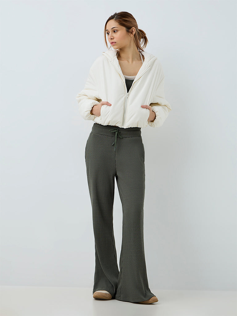 Nuoflexx Ivory Solid Hooded Jacket