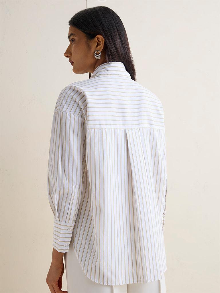 Wardrobe White Striped Cotton Shirt