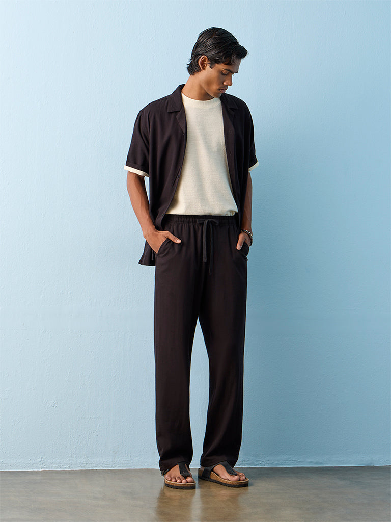 ETA Black Relaxed-Fit Mid-Rise Cotton-Blend Chinos