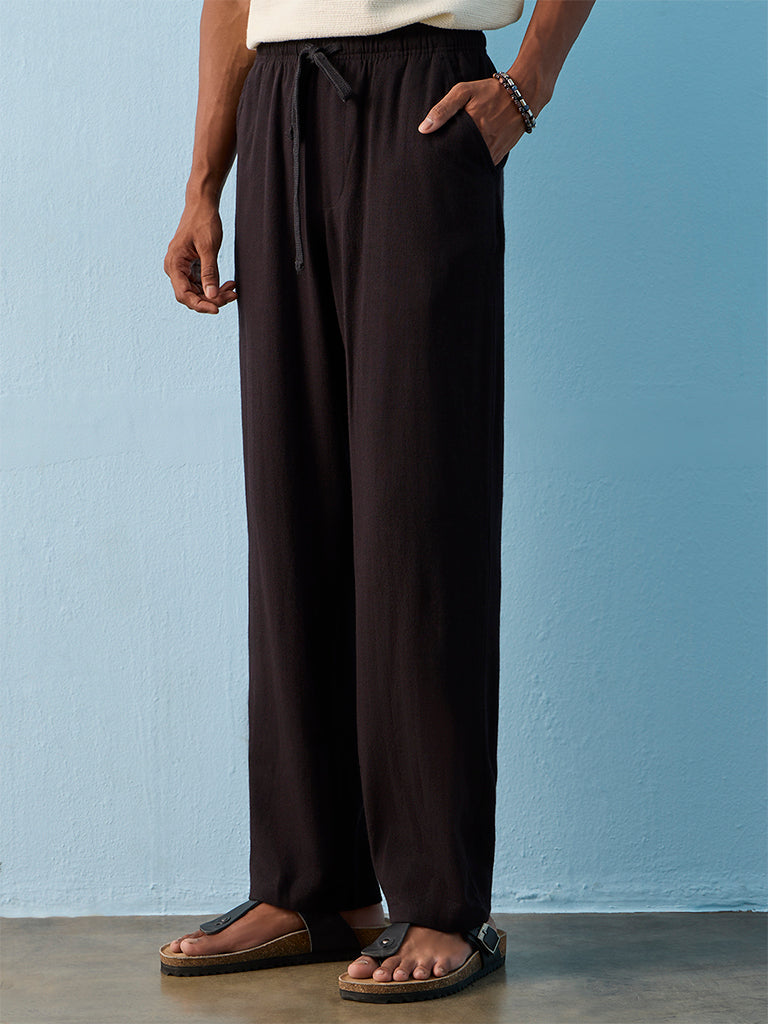 ETA Black Relaxed-Fit Mid-Rise Cotton-Blend Chinos
