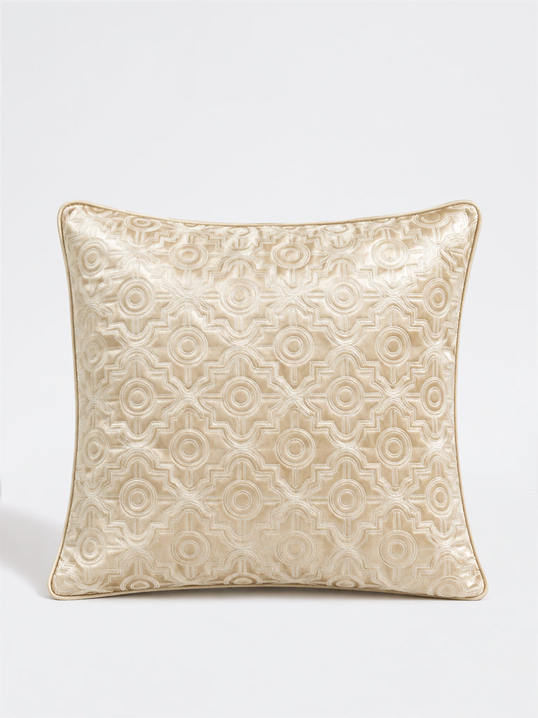Westside Home Gold Geometric Embroidered Cushion Cover