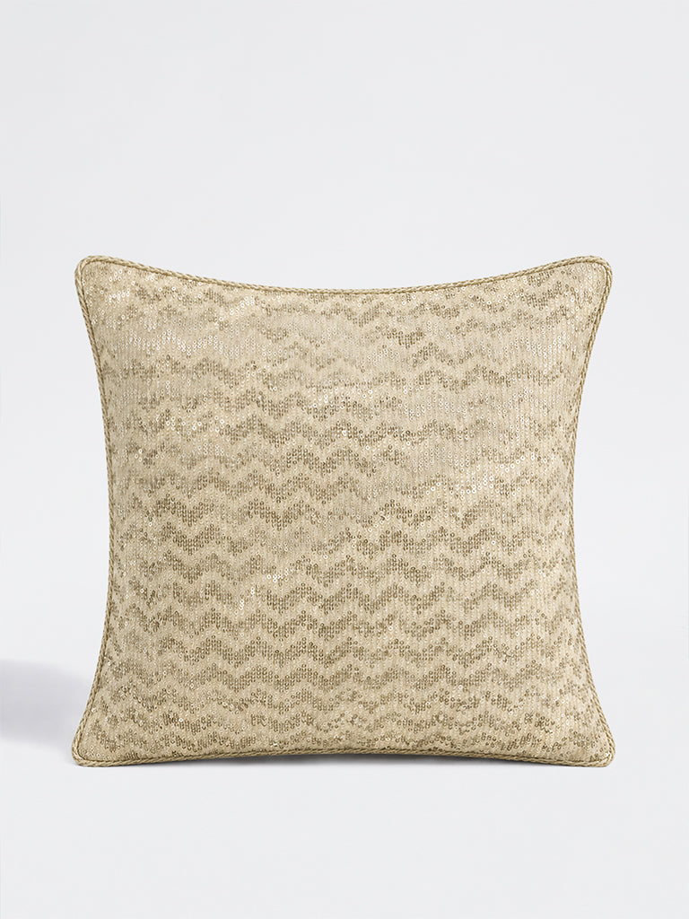 Westside Home Gold Chevron Sequin Embellished Cushion Cover