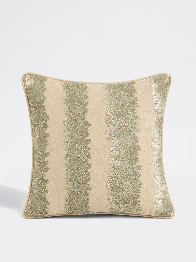 Westside Home Gold Zig-Zag Embroidered Cushion Cover