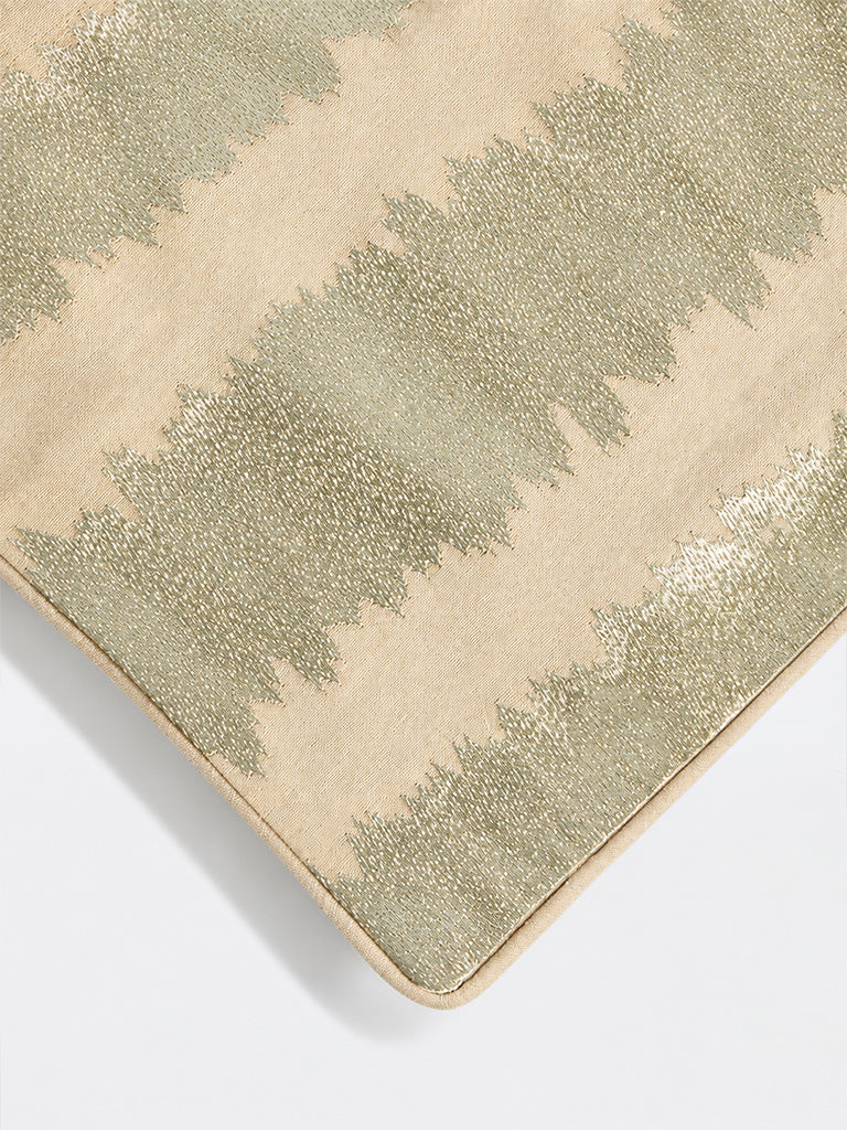Westside Home Gold Zig-Zag Embroidered Cushion Cover