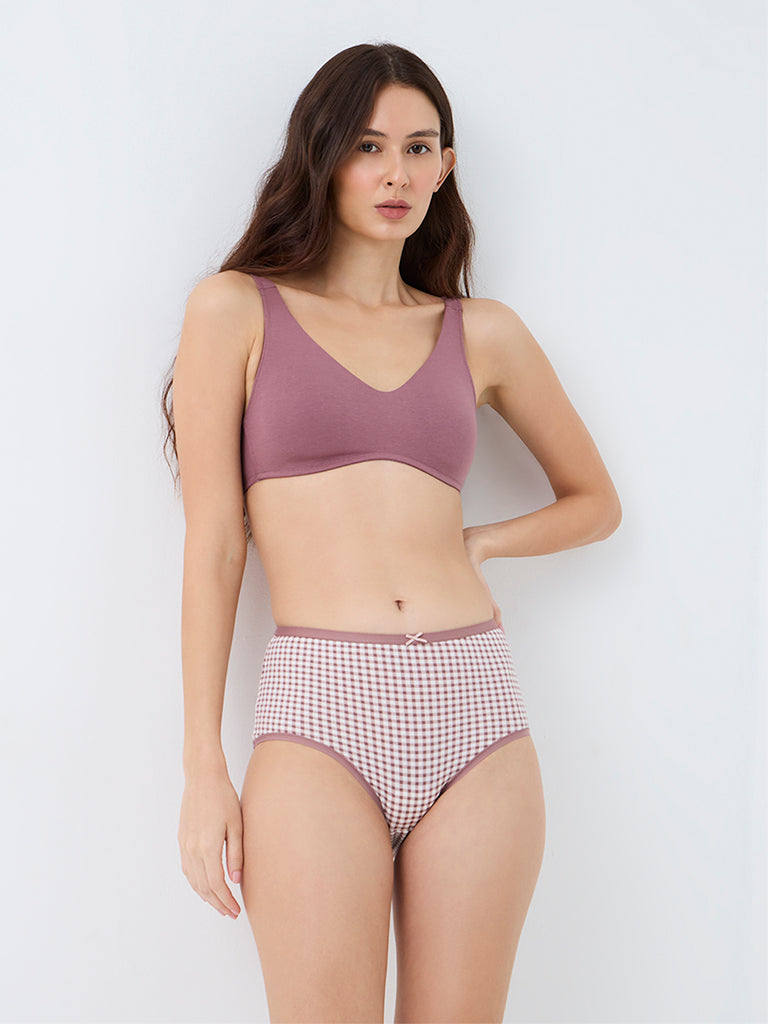 Wunderlove Mauve Solid Cotton-Blend Bra