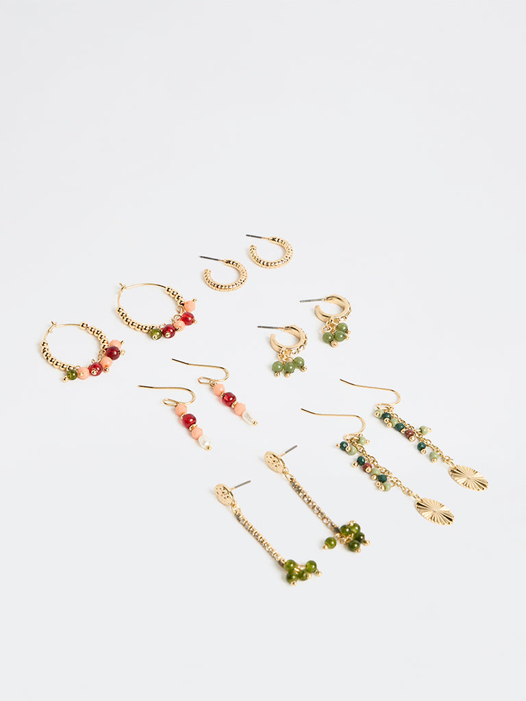 Westside Accessories Multi Color Hoop and Drop Earrings - Pack of 6