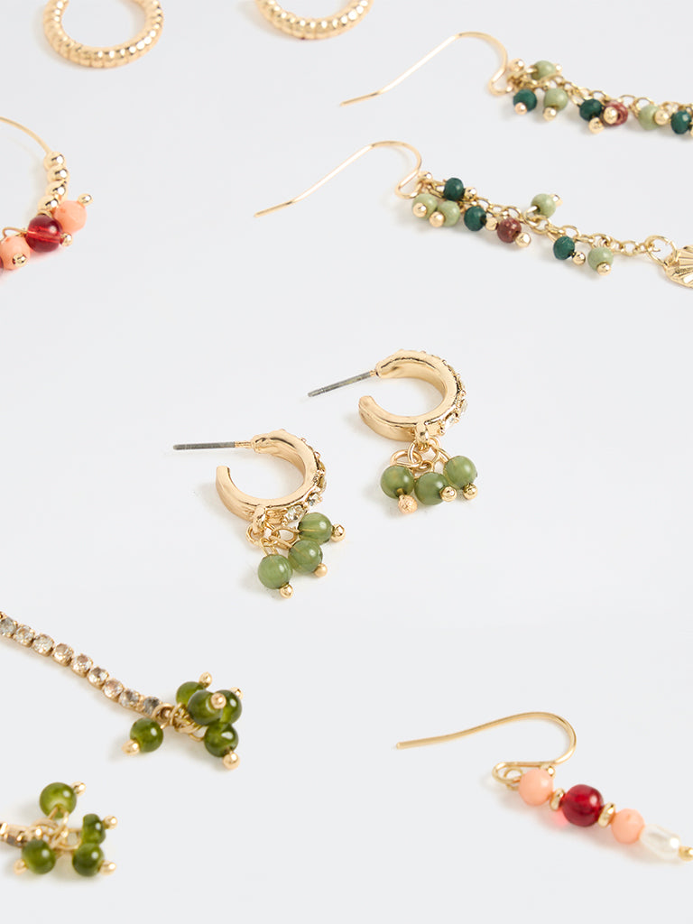 Westside Accessories Multi Color Hoop and Drop Earrings - Pack of 6