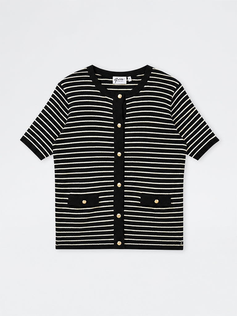Gia Black Striped Sweater