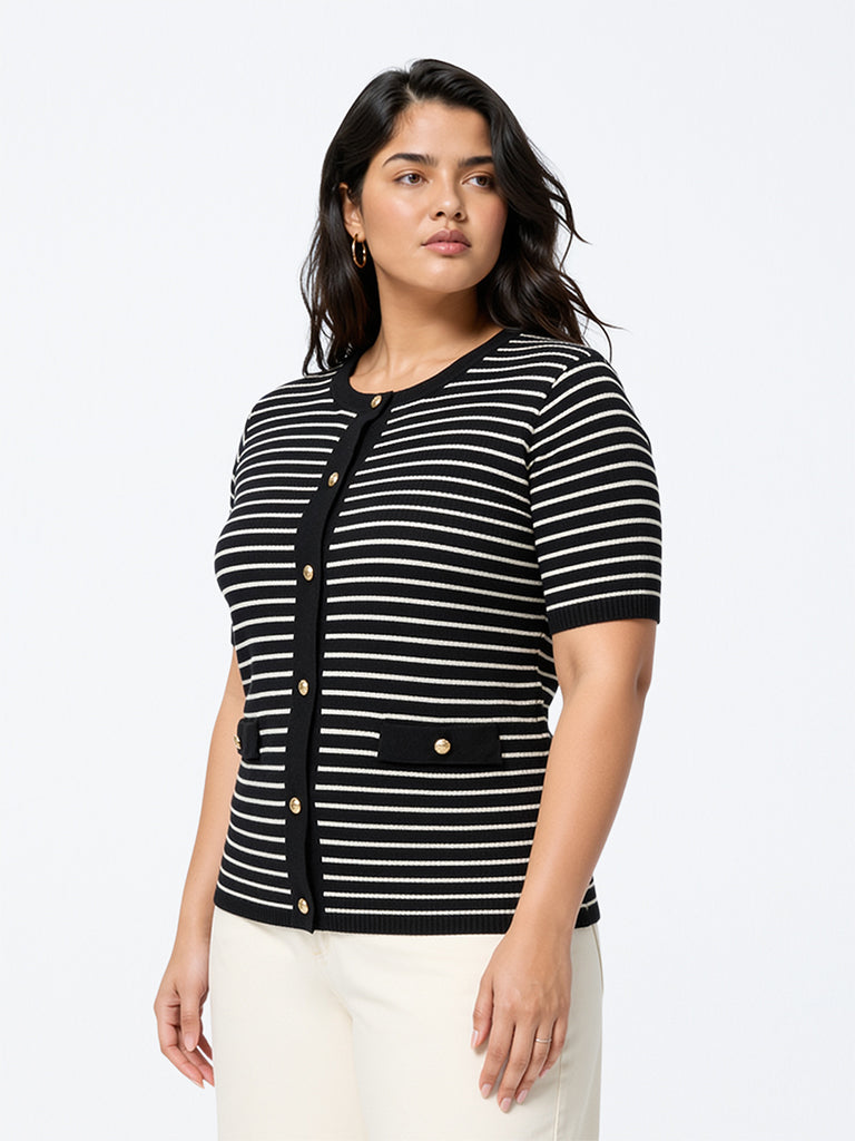 Gia Black Striped Sweater