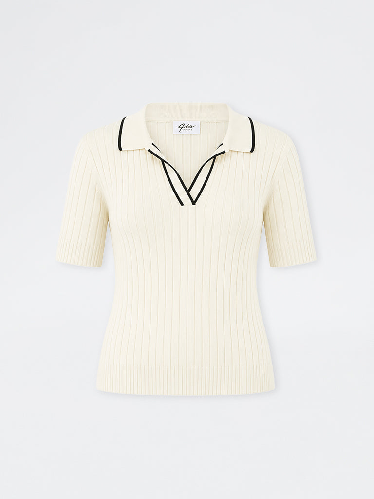 Gia Off-White Rib-Textured Top