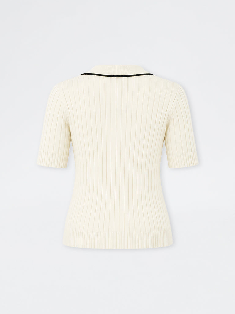 Gia Off-White Rib-Textured Top