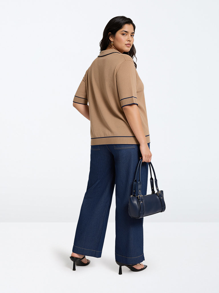 Gia Brown Solid T-Shirt