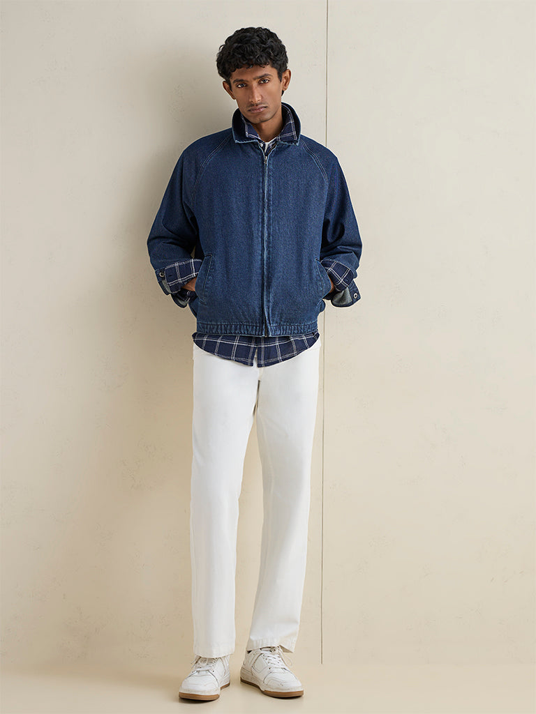 WES Casuals Navy Relaxed-Fit Denim Jacket