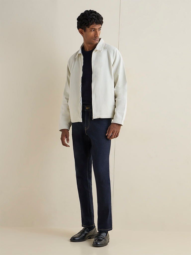 WES Casuals Off-White Relaxed-Fit Cotton Jacket