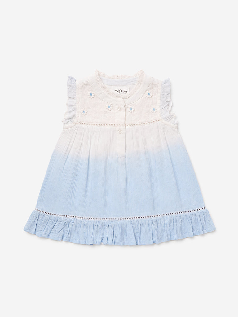 HOP Baby Girl Blue Ombre-Finish A-Line Dress