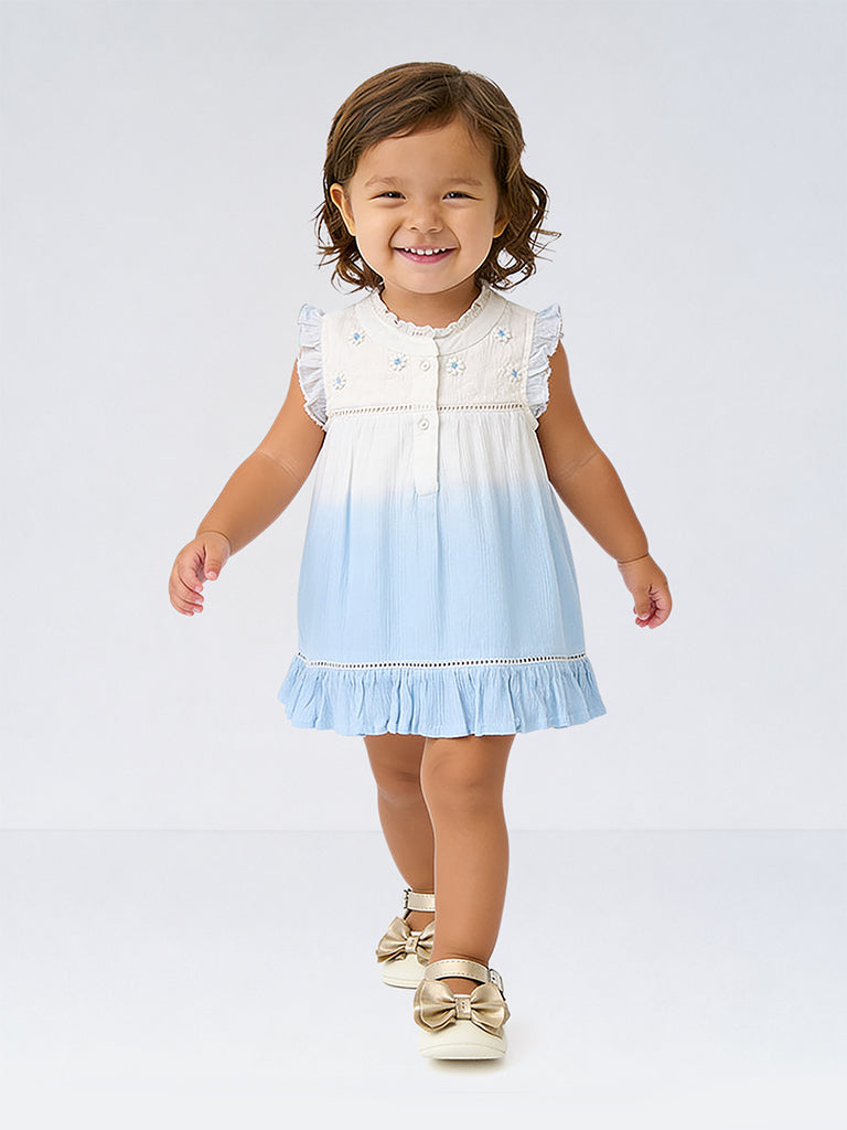 HOP Baby Girl Blue Ombre-Finish A-Line Dress