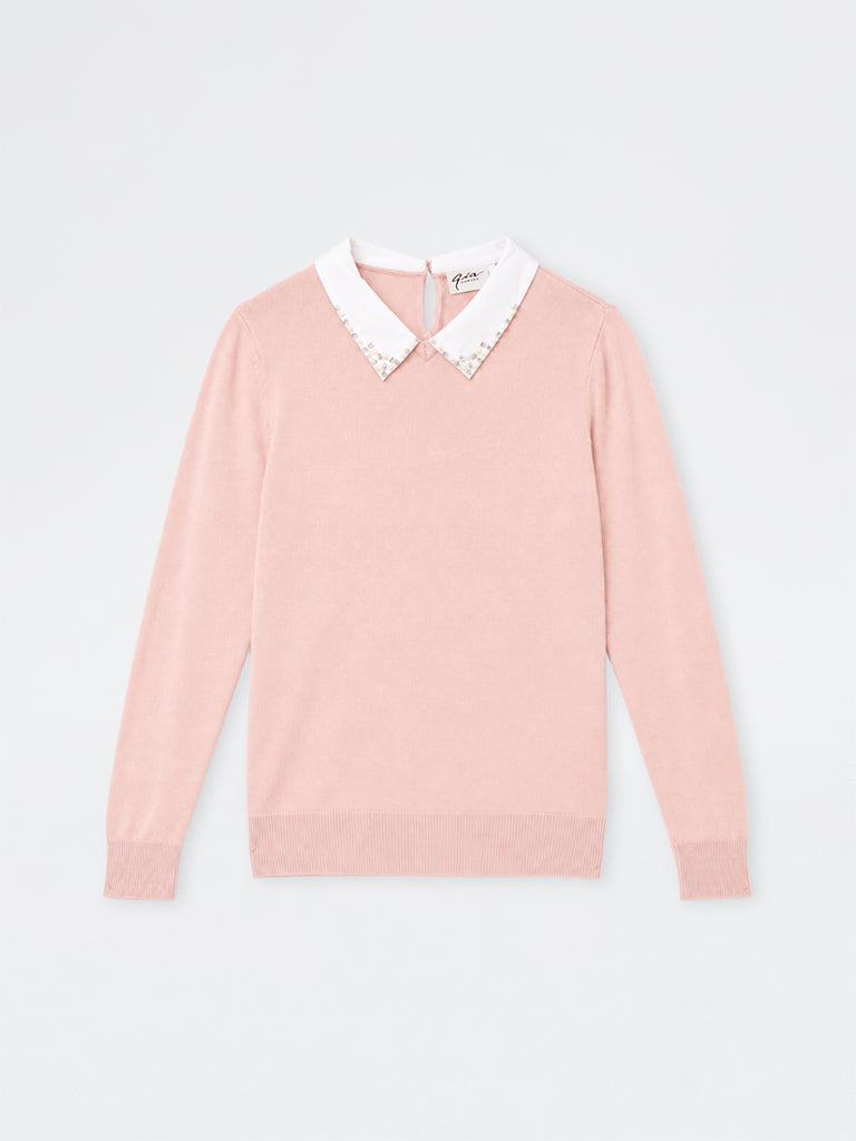 Gia Dusty Pink Embellished Knitted Sweater