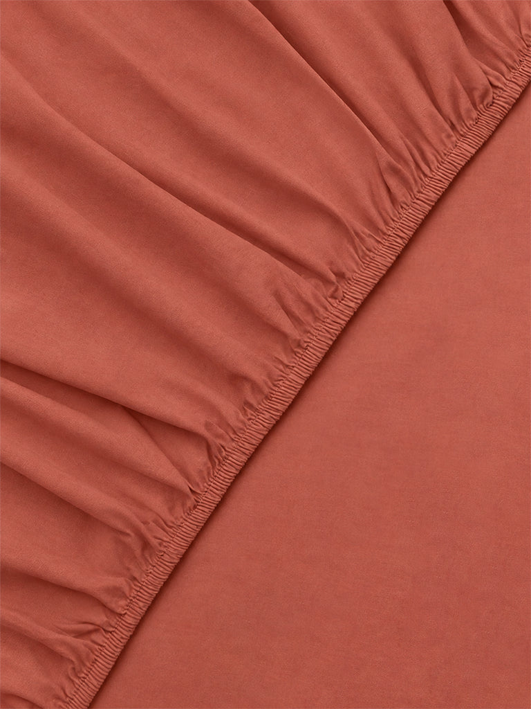 Westside Home Rust Solid Cotton Queen Bed Sheet Set