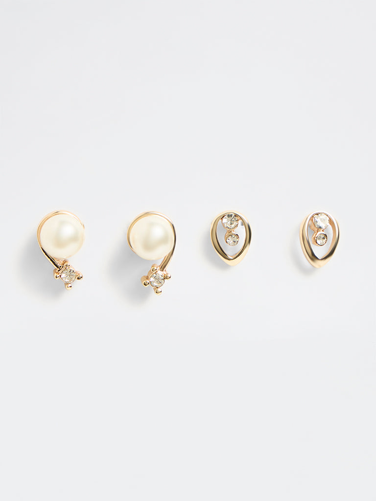 Westside Accessories Gold Stud Earrings - Pack of 2