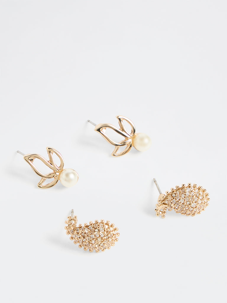 Westside Accessories Gold Stud Earrings - Pack of 2