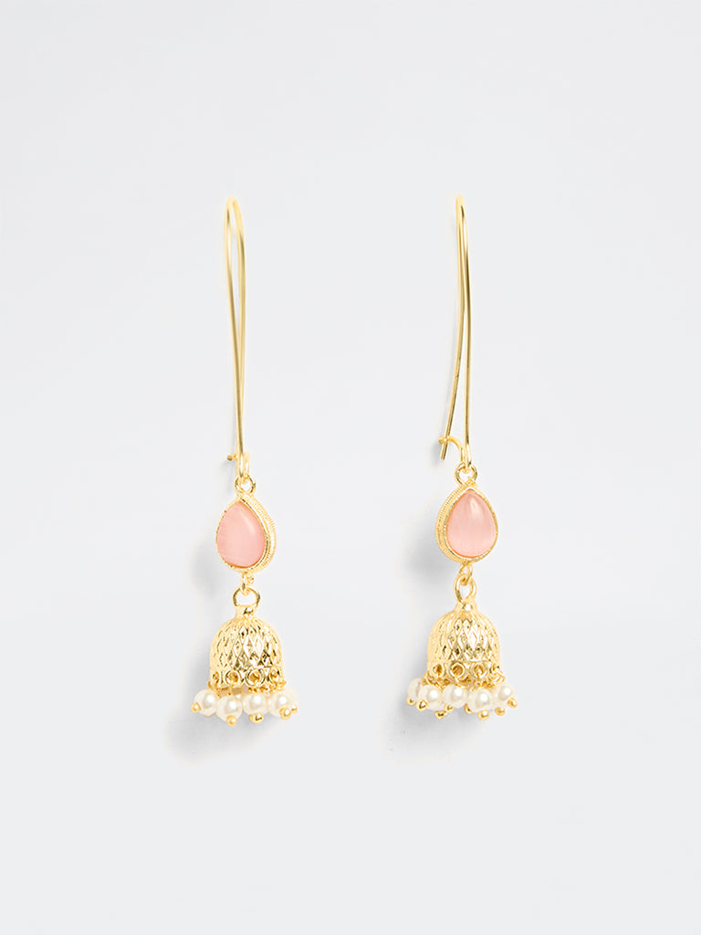 Westside Accessories Gold Fish Hook Jhumka Earrings